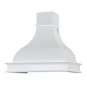 Cappa Cucina Rustica Bianca con Cornice in Legno Intarsio 90x50x63,3 cm