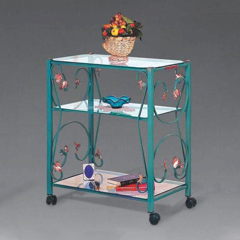 Carrello porta tv in ferro verde 70x45xh.80 cm