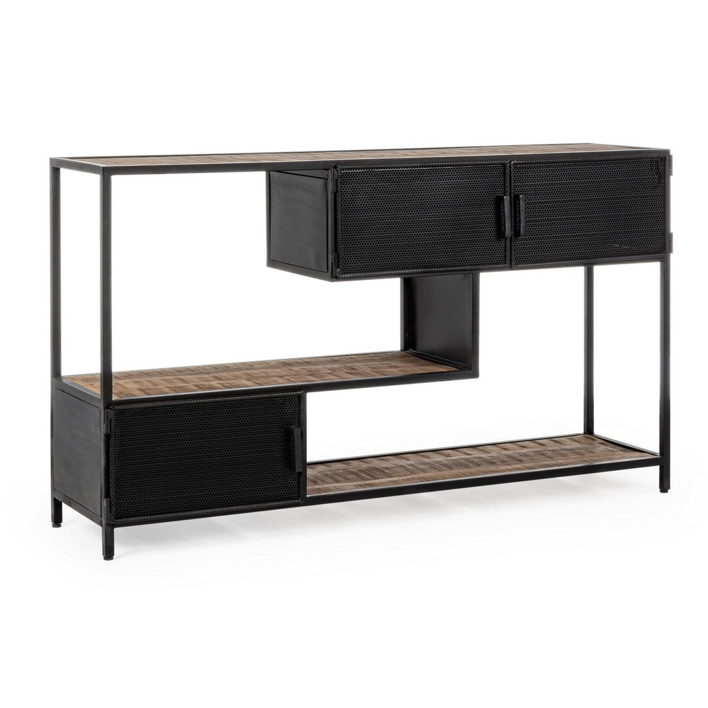 Consolle Industriale con 3 Ante e 3 Ripiani - Dimensioni: 140x35x82 cm