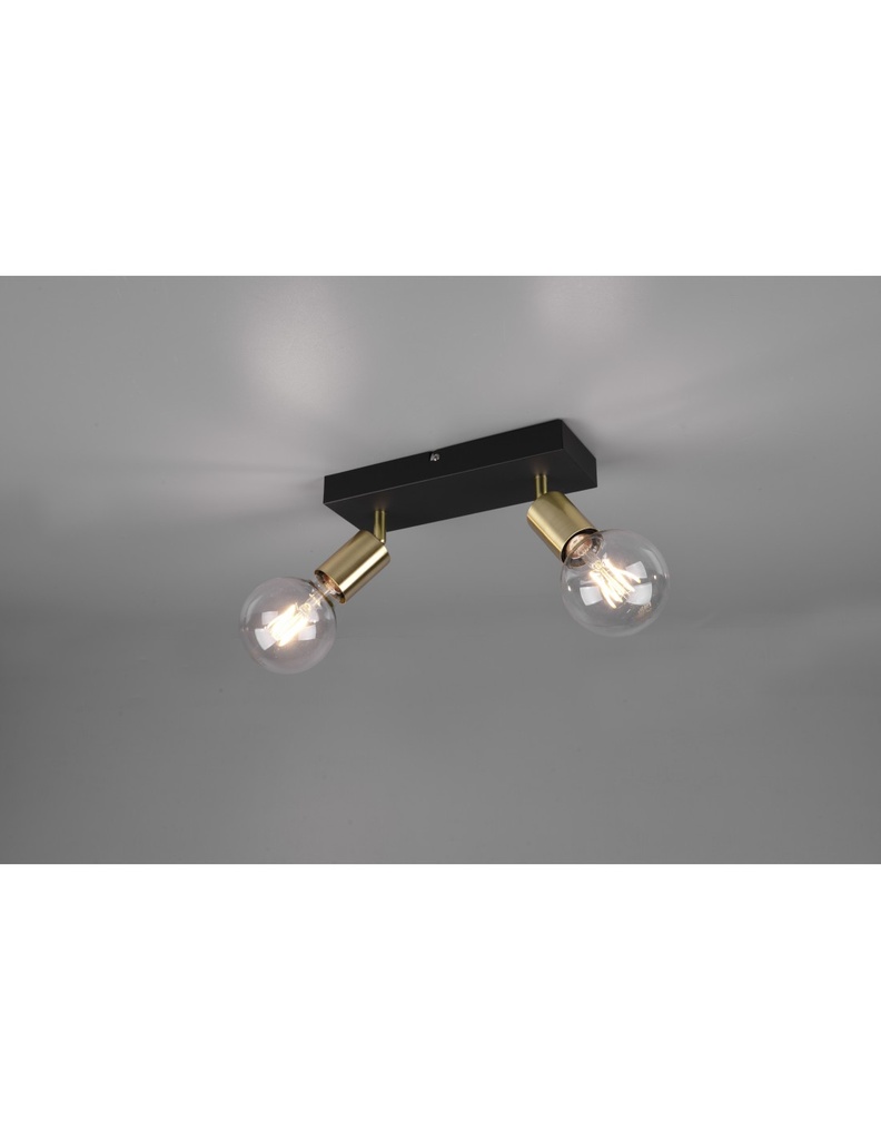 Faretto Spot 2xE27 Vannes Nero-Ottone L26 cm
