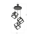 Lampada a sospensione con 3 cubi nero