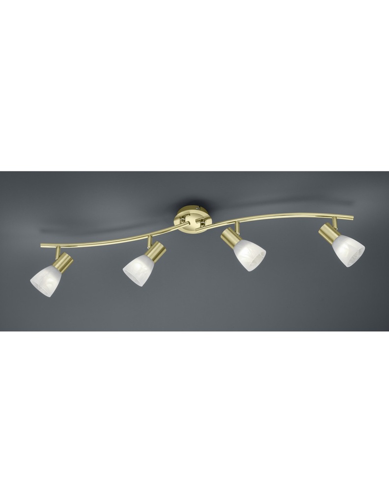 Lampada da Soffitto Orientabile con 4 Spot in Ottone Satinato