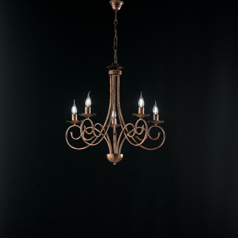 Lampadario sospensione ferro Nero DECO Rame 57x h60 cm
