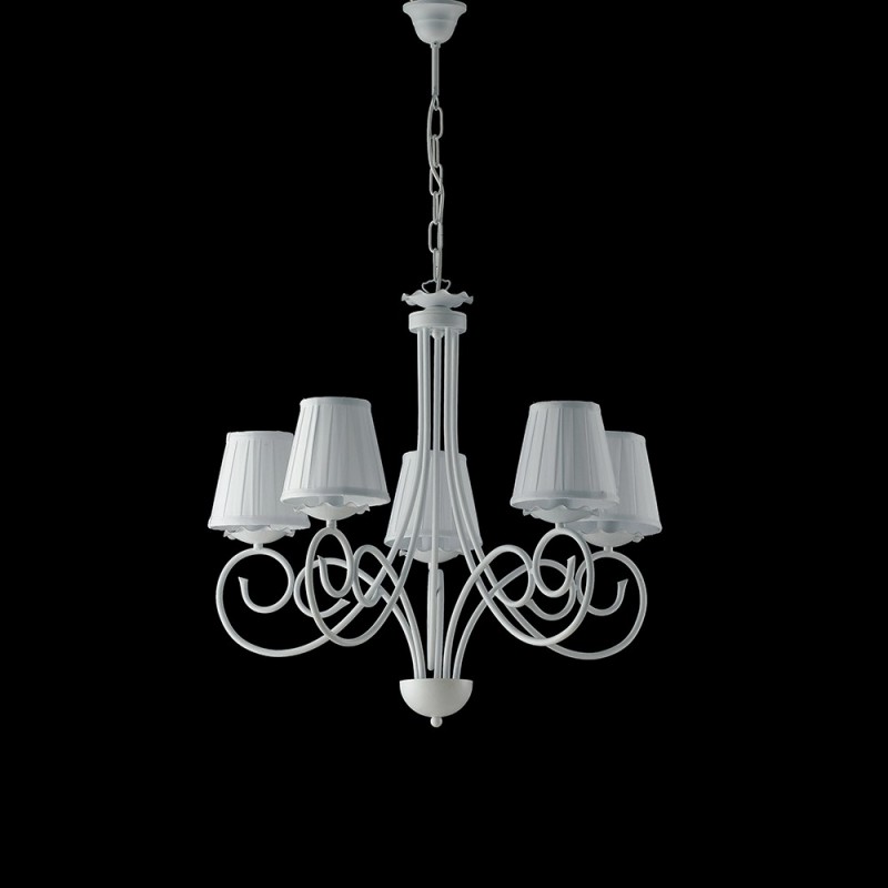 Lampadario sospensione ferro shabby paralumi bianchi 57x h60 cm