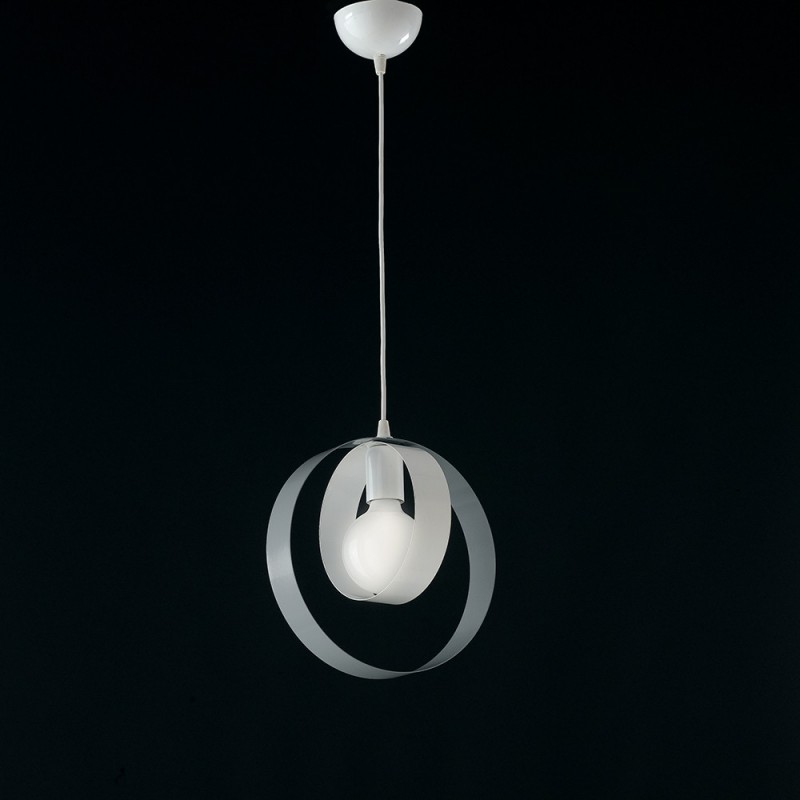 Lampadario sospensione ferro Bianco Grigio una luce 25x h27 cm