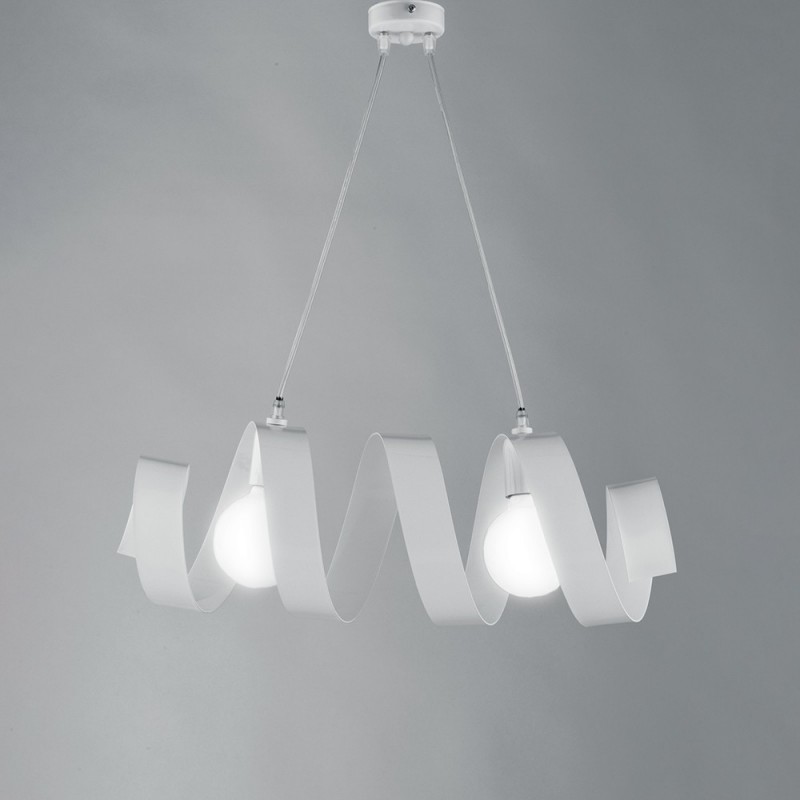 Lampadario moderno a sospensione in ferro bianco 54x h20 cm