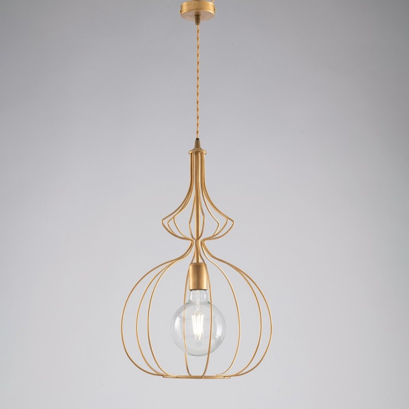 Lampadario moderno oro urban industrial 35x54 cm