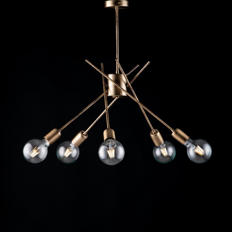 Lampadario moderno urban industrial in ferro spazzolato 56x53 cm