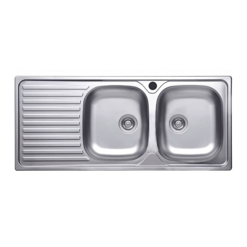 Lavello incasso 116x50 con 2 vasche e gocciolatoio sinistro