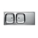 Lavello cucina due vasche acciaio da incasso con gocciolatoio a destra 50x116 cm