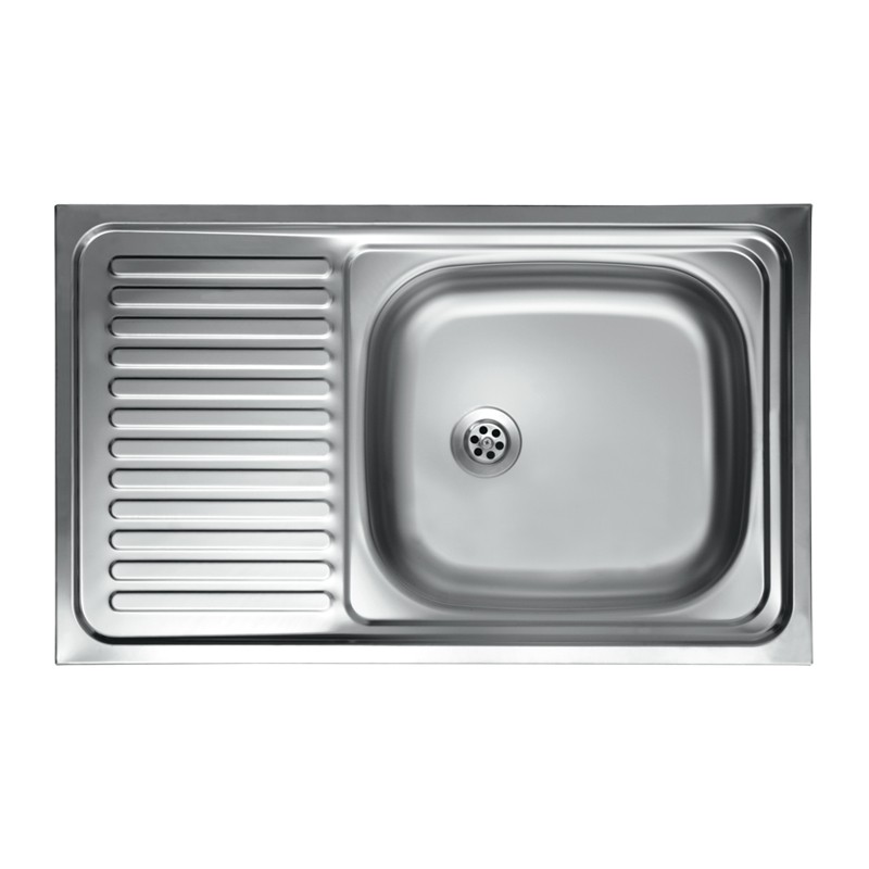 Lavello Cucina Vasca con Gocciolatoio Sx in Acciaio da Appoggio 50x80 cm