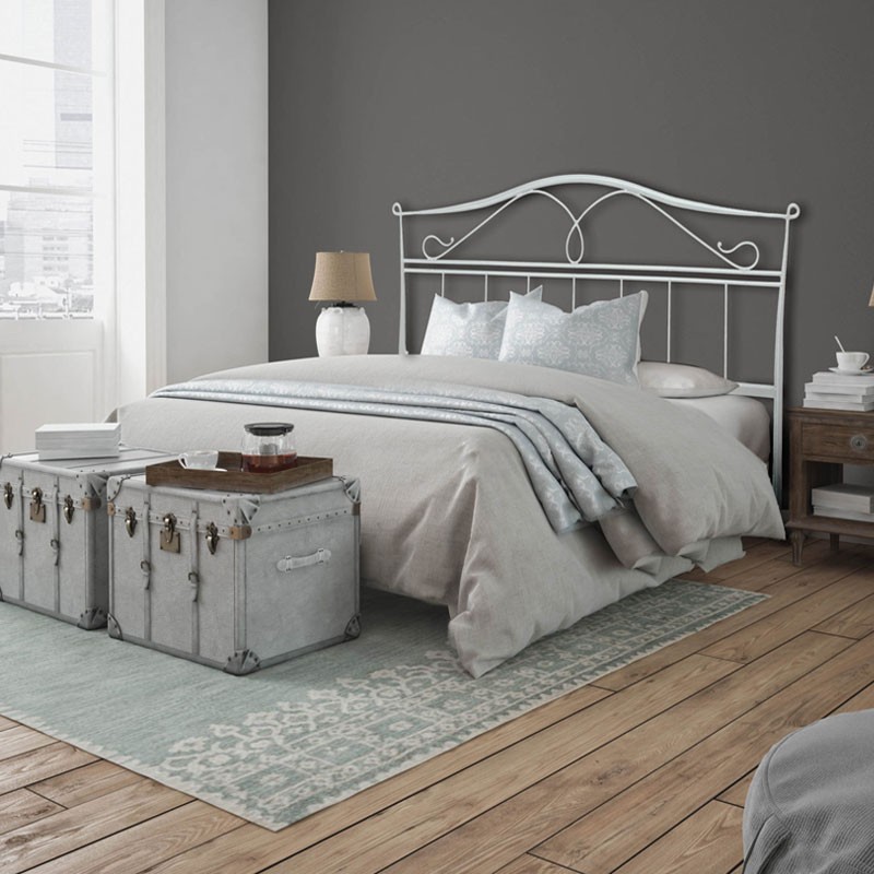 Letto matrimoniale in ferro bianco con giroletto ISCHIA 166x202x h128 cm