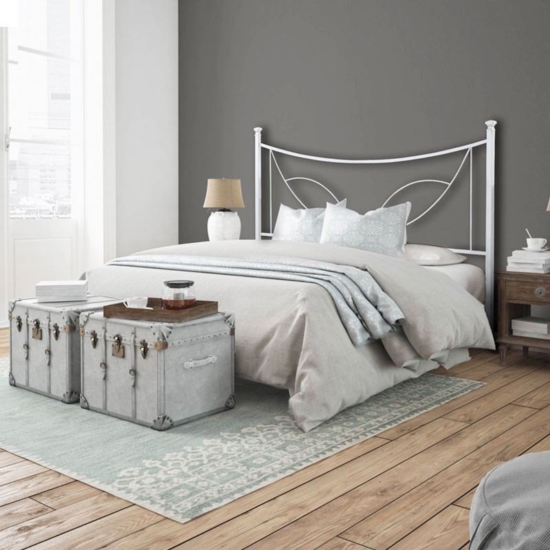 Letto matrimoniale in ferro con giroletto TULIPANO Bianco 166x202x117 cm