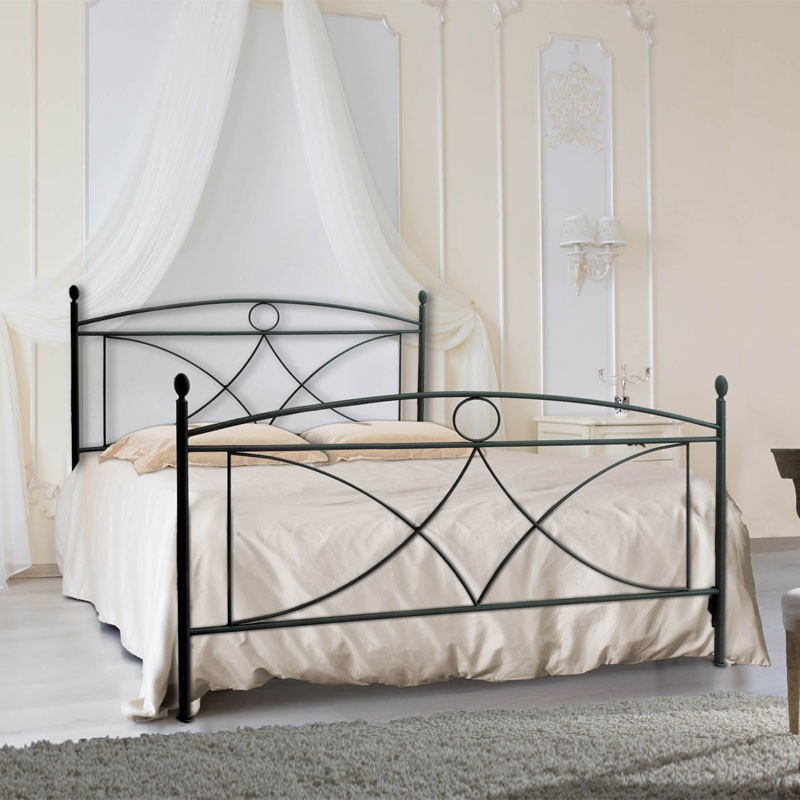 Letto matrimoniale in ferro Nero ALICE 166x208x h128 cm