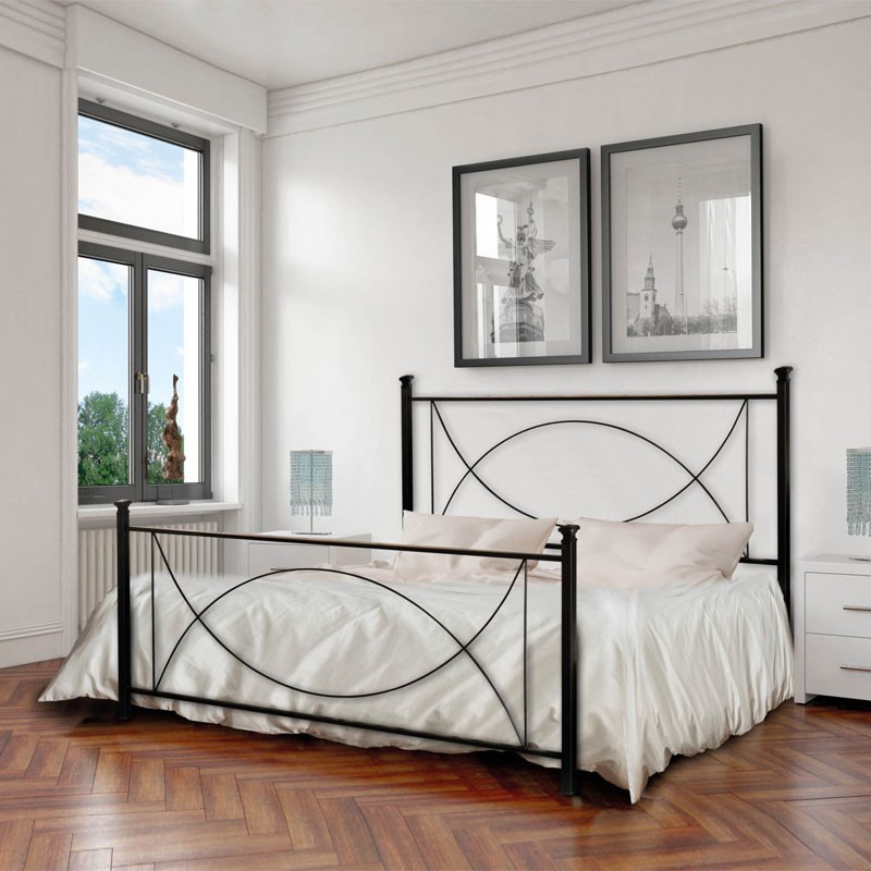 Letto matrimoniale in ferro Nero LAGUNA 166x208x h117 cm