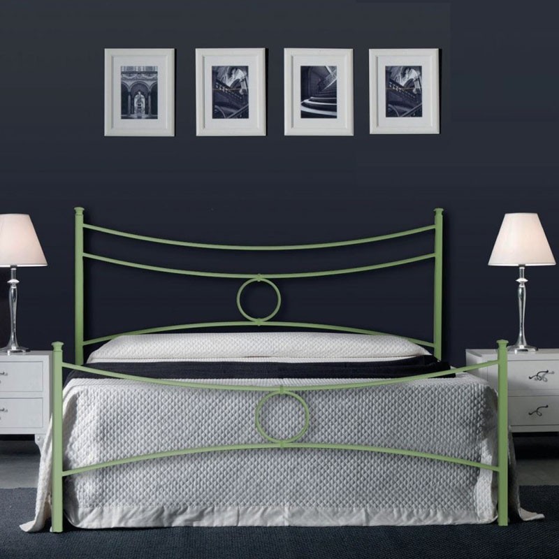 Letto matrimoniale in ferro con pediera Verde CONCA 166x208x h117 cm