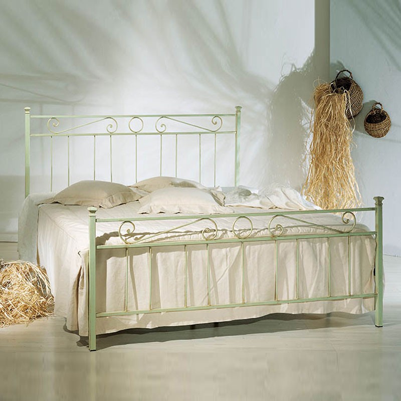 Letto matrimoniale in ferro con pediera Verde TEVERE 166x208x h117 cm