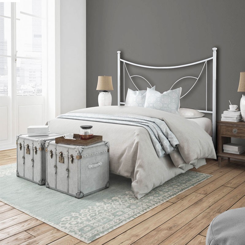 Letto in ferro una piazza e mezza con giroletto in ferro bianco 126x202x h117 cm