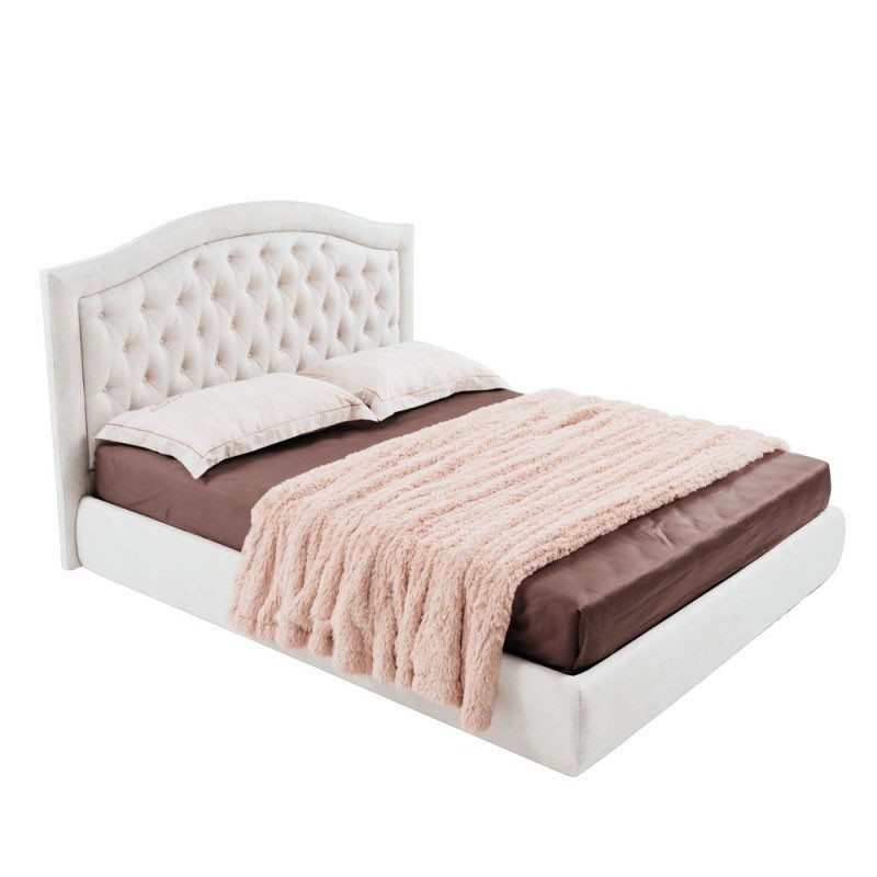 Letto matrimoniale contenitore bianco trapuntato Flatia