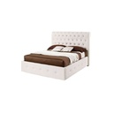Letto una piazza e mezza con contenitore in ecopelle bianca 140x223xh.120 cm