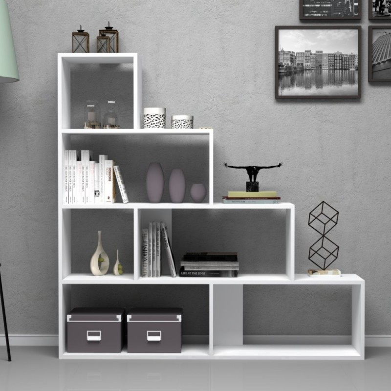 Libreria a scala bianca 145x29xh.145 cm
