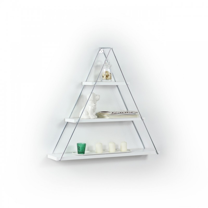 Libreria a muro triangolare bianca 74 x 13 x 61 cm