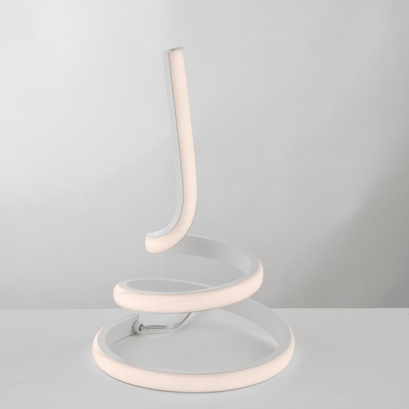 Lumetto in Metallo e Alluminio Bianco con LED Integrato 18x h28 cm