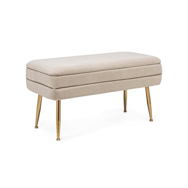 Panca Contenitore Beige con Piedi 79.5 x 37.5 x 42h