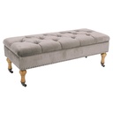 Panca Contenitore Beige in Velluto Stile Classico 110x44x40 cm
