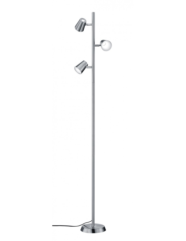 Piantana Fusto Lineare 3 Faretti Spot Led Nichel