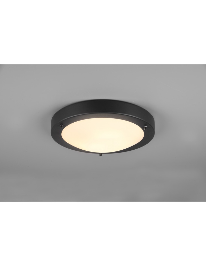 Plafoniera Bagno Condus Nero con Vetro Bianco IP44