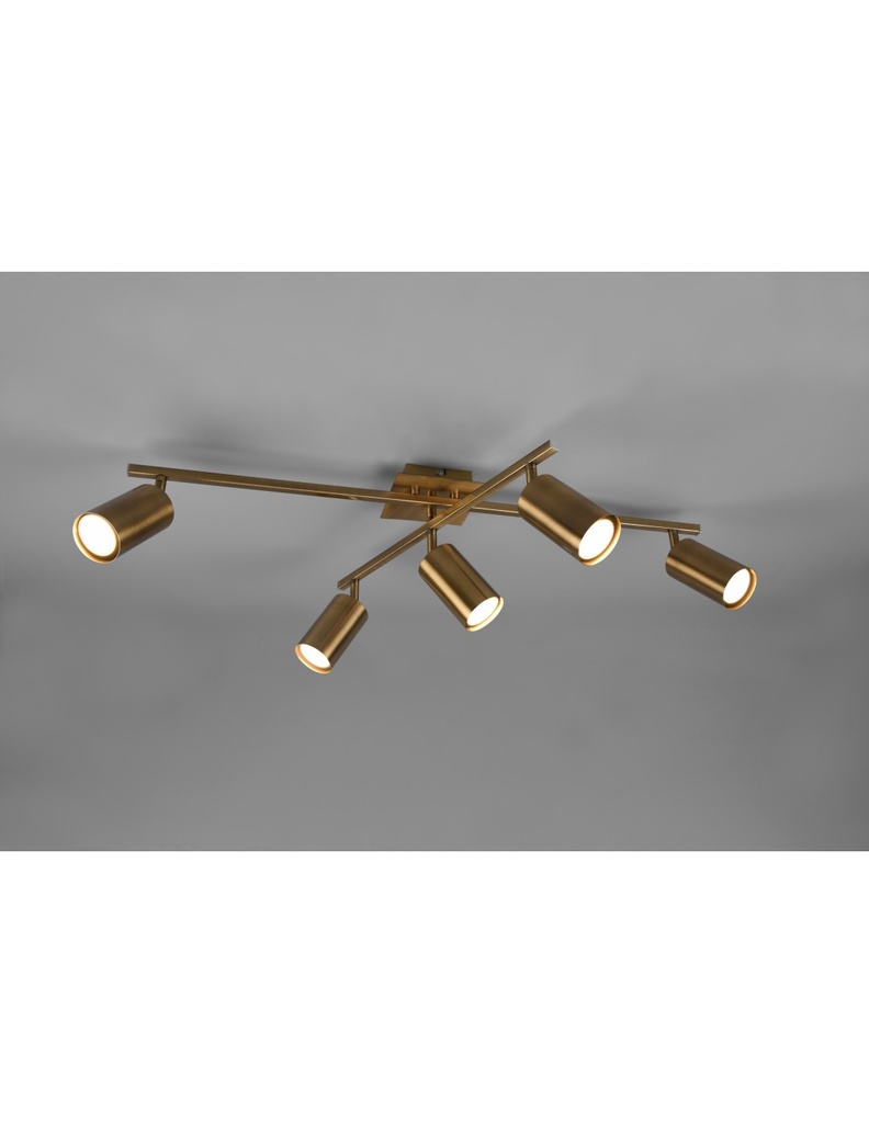 Plafoniera con 5 Faretti Orientabili Marley Ottone Invecchiato