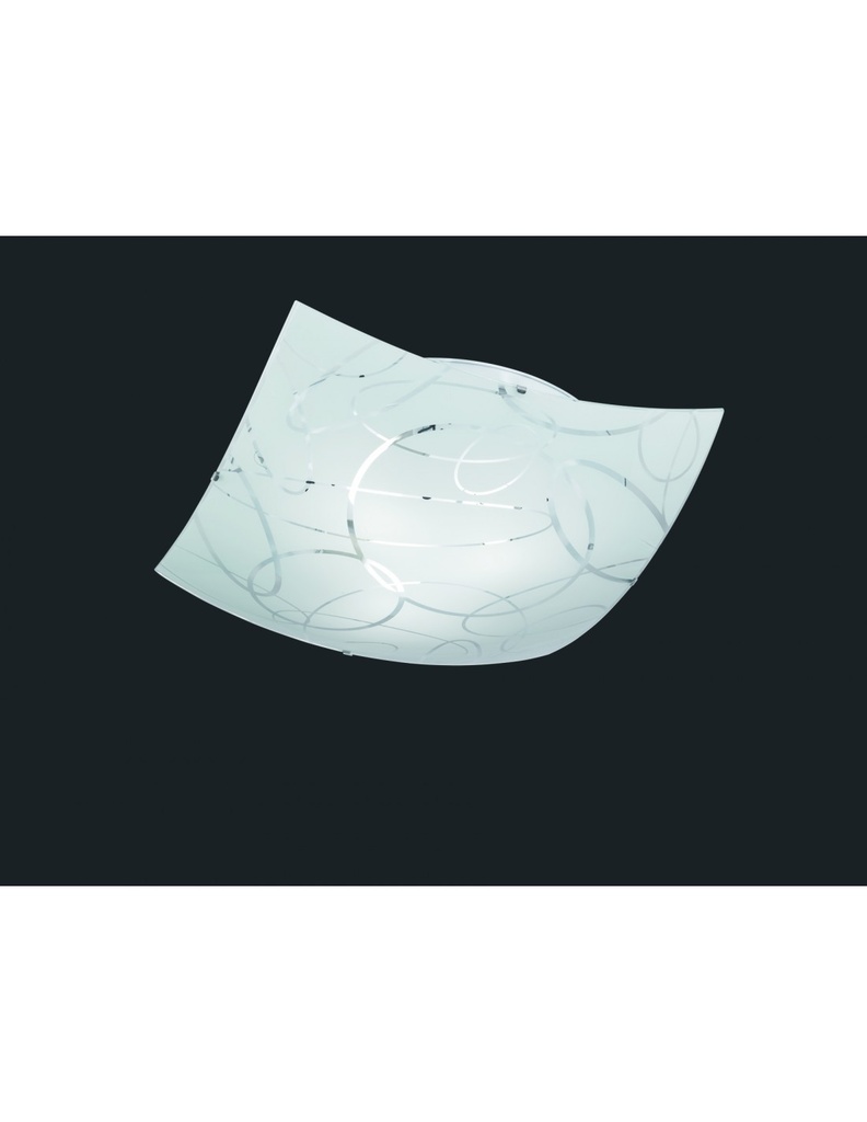 Plafoniera Quadrata Spirelli 3xE27 Vetro Con Cerchi Decorativi 50x50 cm