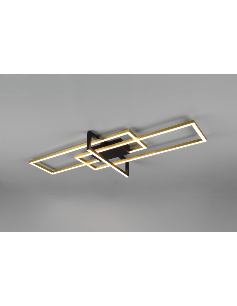 Plafoniera a 3 Rettangoli Led 34w Oro-Nero L100 cm Dimmerabile