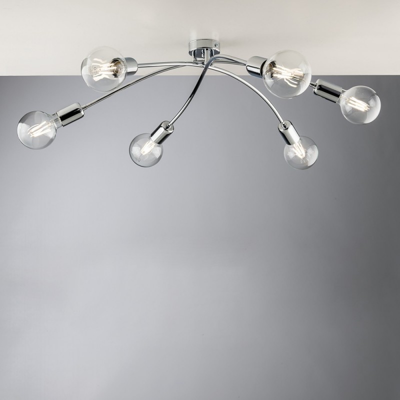 Plafoniera moderna in ferro cromato lucido 71x h19 cm