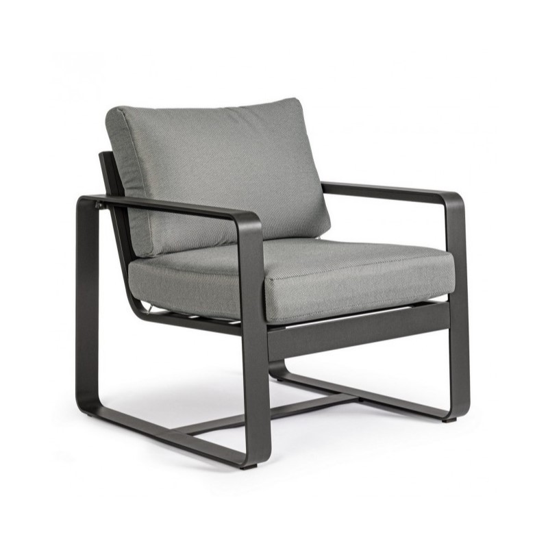 Poltrona da giardino in alluminio antracite 74x78x84 cm