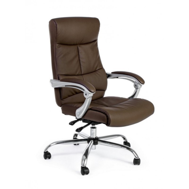 Poltrona da ufficio reclinabile marrone Lisbona con braccioli in similpelle - 76x65x116,5/124,5 cm