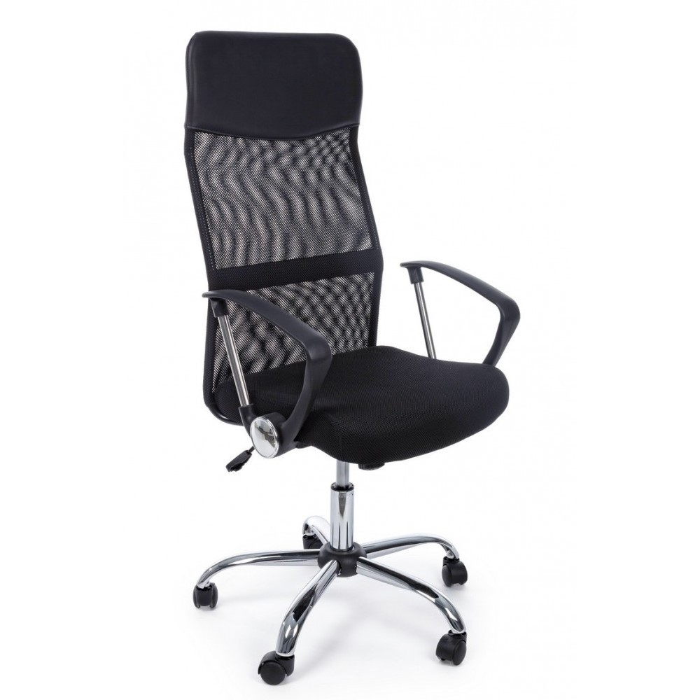 Poltrona da ufficio in ecopelle Dakar con braccioli nero - Dimensioni: 48x49x114/124 cm