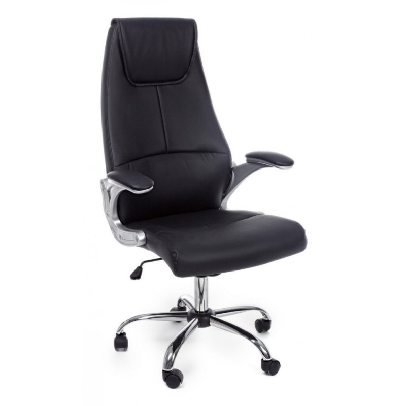 Poltrona direzionale da ufficio in ecopelle nero Camberra con braccioli - Dimensioni: 55x61x118/128 cm