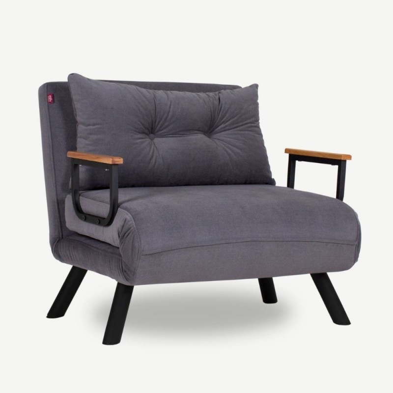 Poltrona letto pieghevole Sando in tessuto grigio 60x78xh.78 cm
