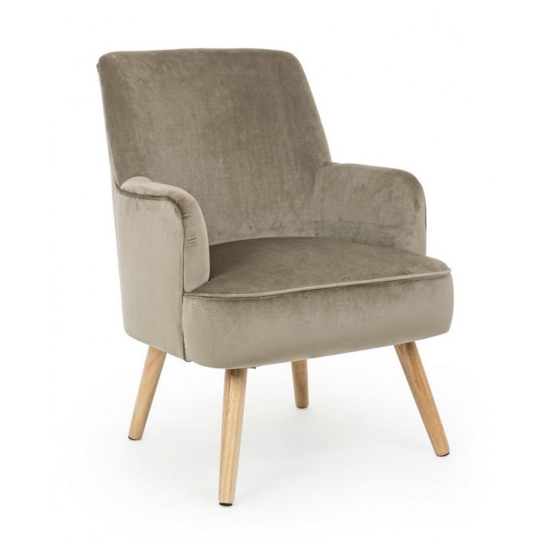 Poltrona vintage in velluto Tortora ADELINE 60x67x h79 cm