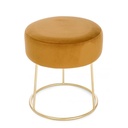 Pouf in velluto giallo ocra diametro 35x h40 cm