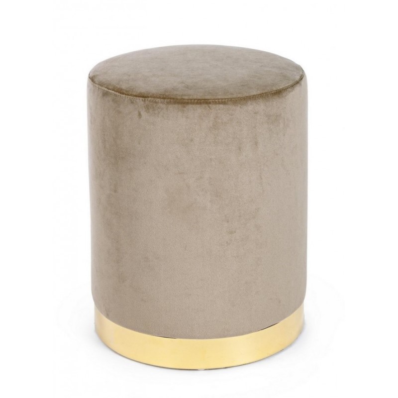 Pouf in velluto Tortora Lucilla, diametro 35x h40 cm
