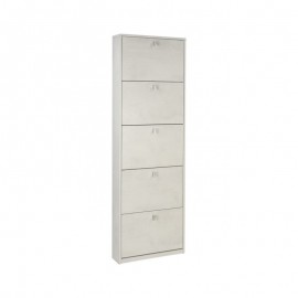 Scarpiera in legno con cinque ante a ribalta Bianco OPENKIT 63x18x h190 cm