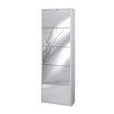 Scarpiera Slim Salvaspazio Cinque Ante a Specchio Bianco Cenere 63x29xh190 cm