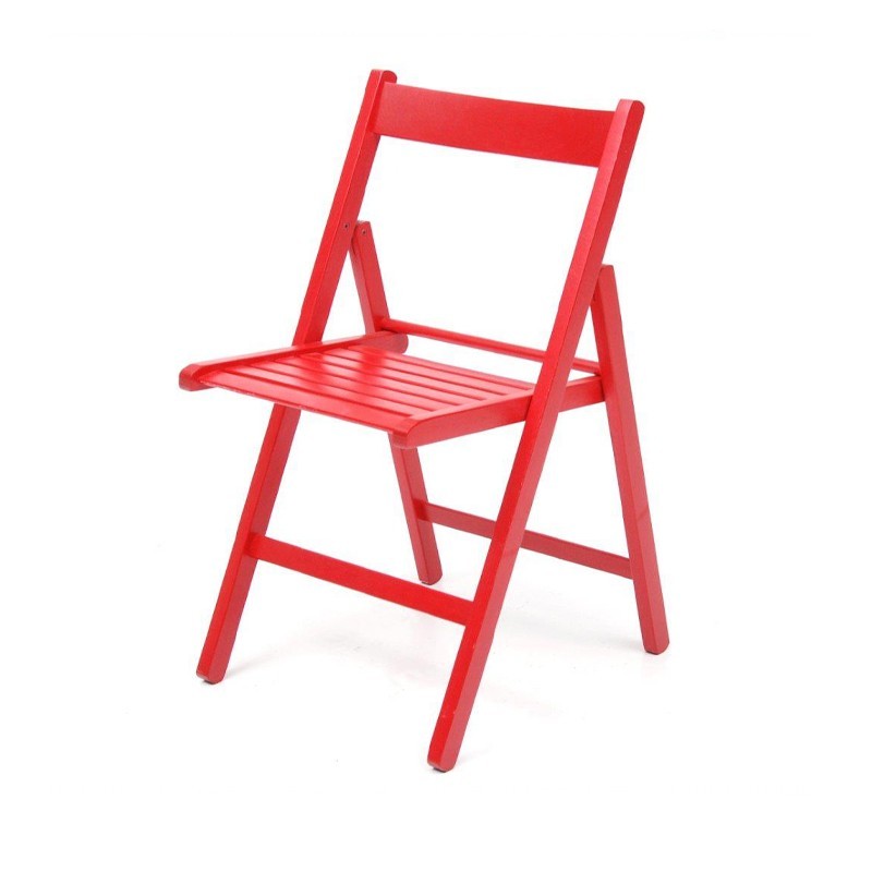 Sedia pieghevole in faggio di alta qualità colore rosso 43x48xh.79 cm