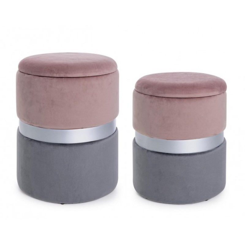 Set due pouf moderni apribili grigio rosa grigio - Comodi e versatili