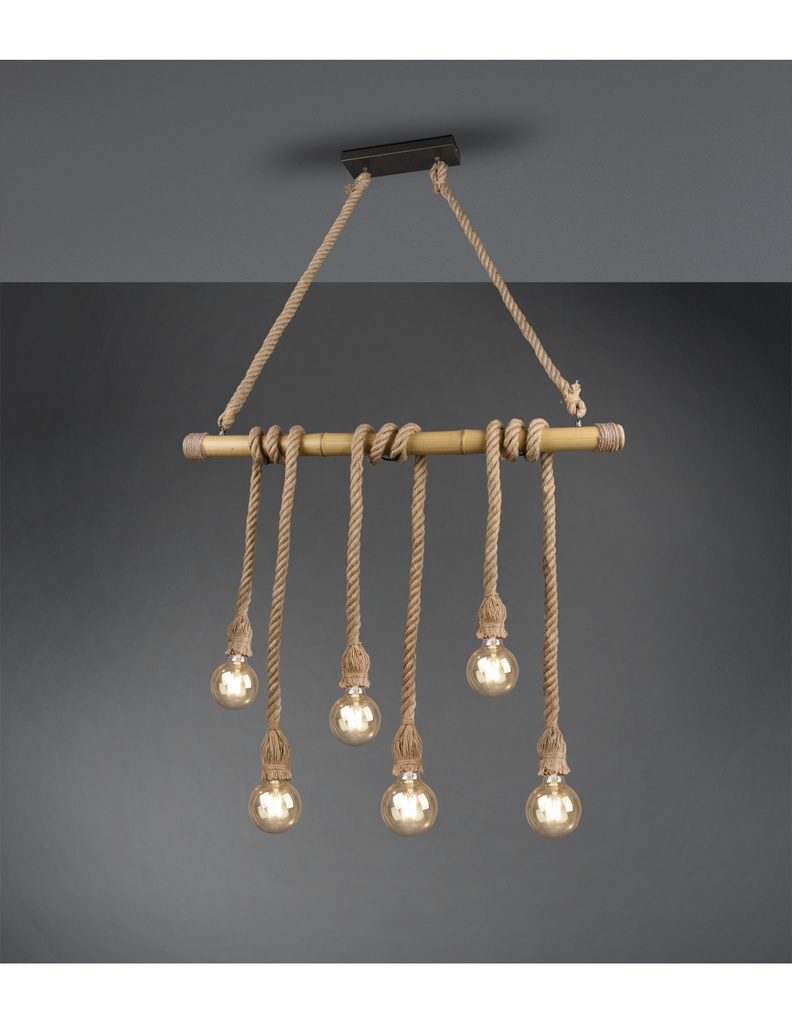 Sospensione Vintage in Corda e Bambù L100 cm