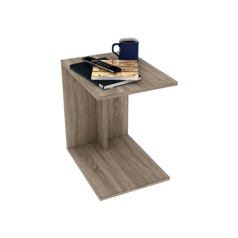 Tavolino panchina a C per salotto colore quercia 35x45xh.62 cm