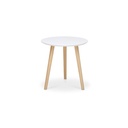 Tavolino tondo bianco in legno di pino, diam.48xh.45 cm